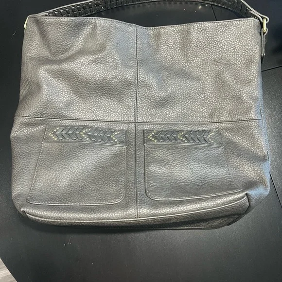 Steve Madden Gray Leather Hobo Tote Bag - Picture 2 of 4